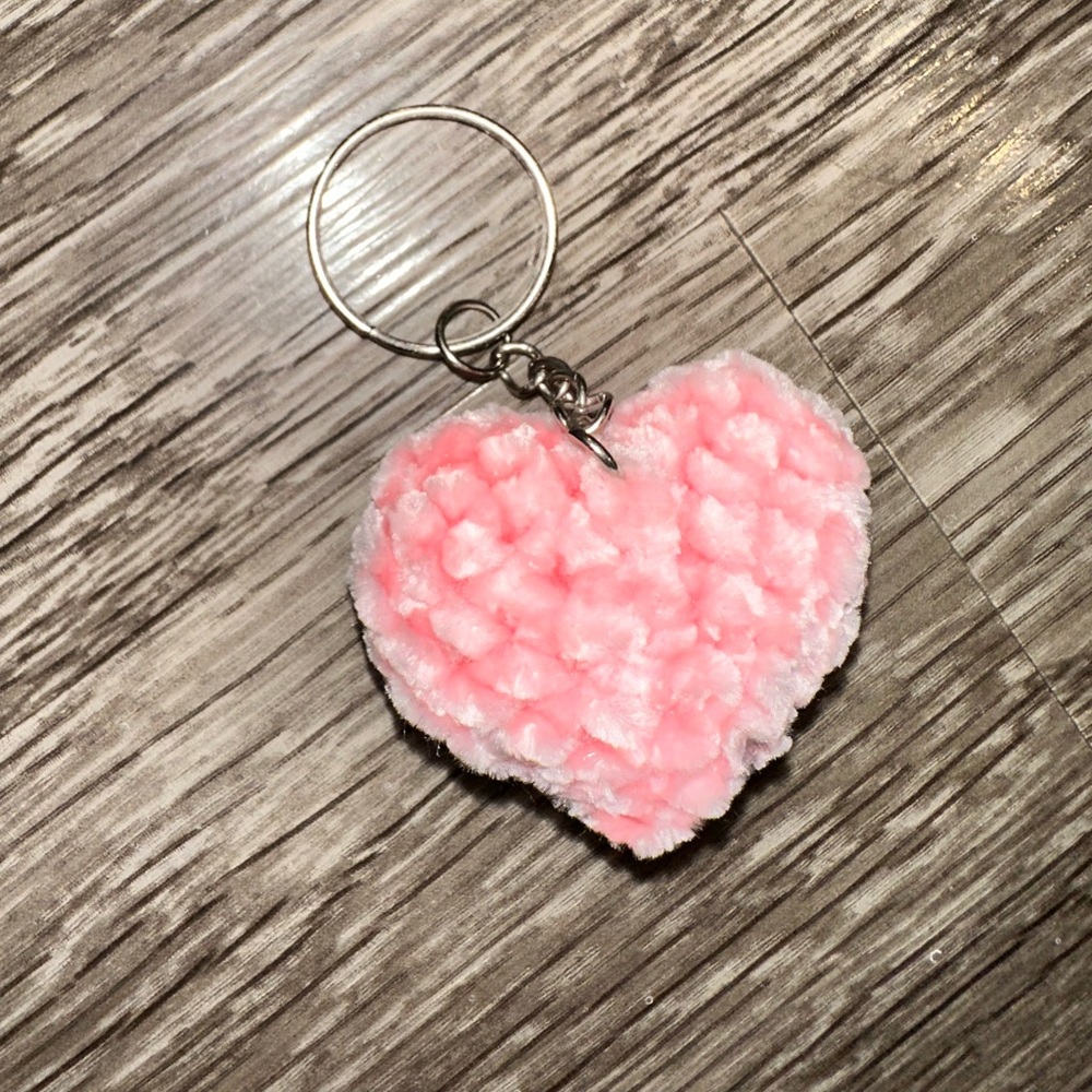 NEW without tags Crochet Pink Heart Keychain